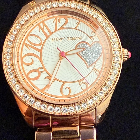 Preowned excellent Condition Betsy Johnson Gold Watch with Crystal Accents main image 4